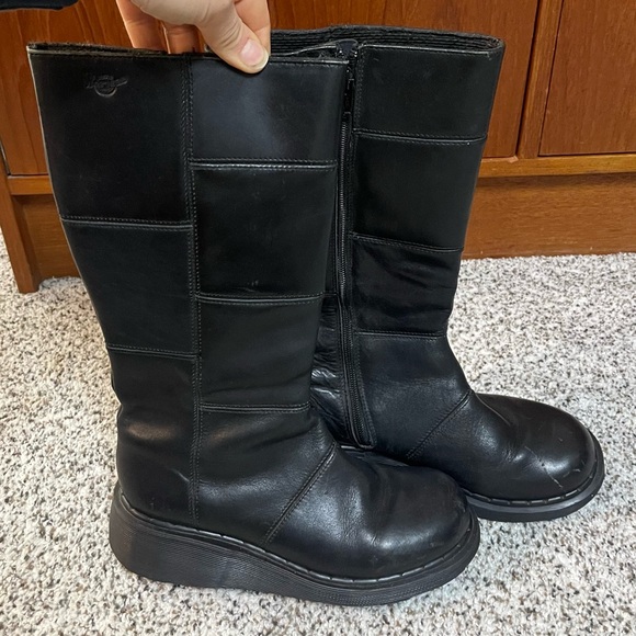 Y2K Dr Marten Calf High Platform Heel Round Toe Airwair Boots - Picture 12 of 12